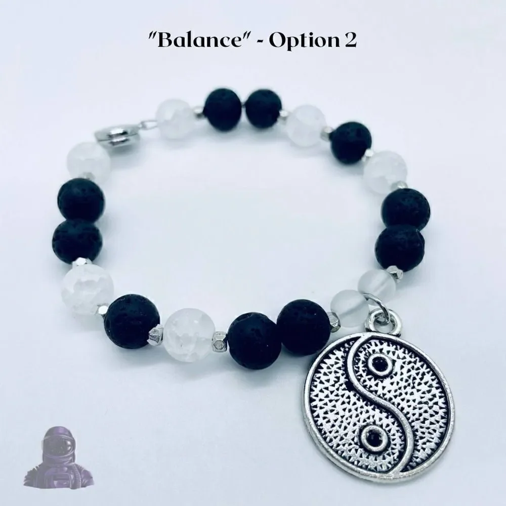 Yin Yang Bracelet Black White Glass Beads Handmade